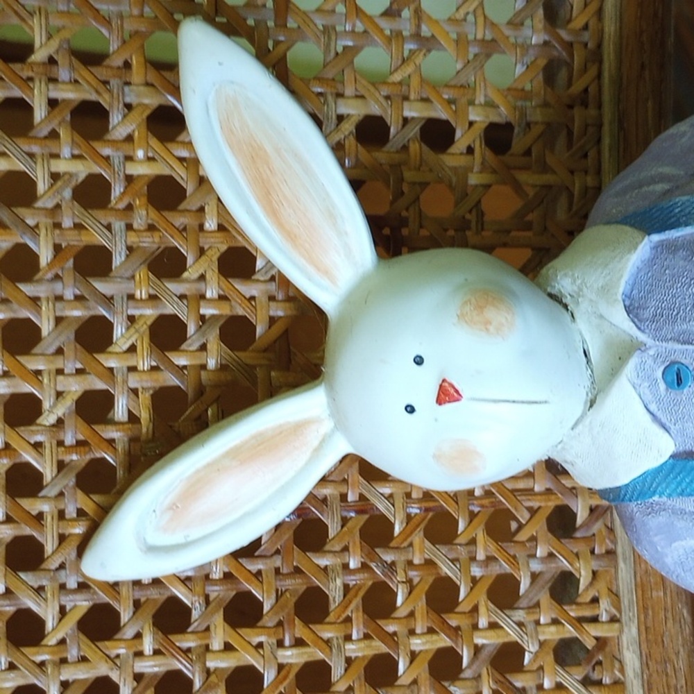 White Easter Bunny Rabbit w/ Flowers & Watering Can - Picture 2 of 5